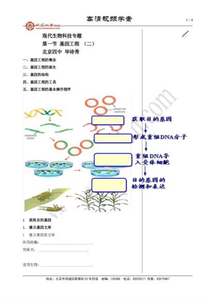 (北京四中)高中生物高清课堂，网盘下载(19.00G)